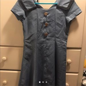Collared blue satin dress
